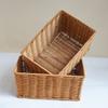 1Pcs Rattan Storage Basket Organizer Hollow Ventilated Design Kitchen Bathroom Storage Container Supermarket Collecting Basket
