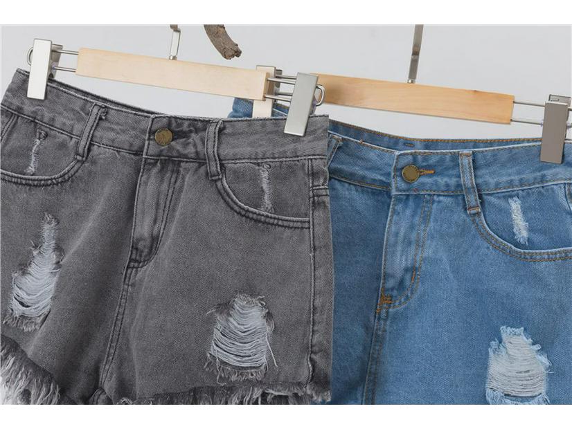 Plus Size Women's High-Waist Ripped Denim Shorts - Summer Loose Fit, Raw Edge, A-Line Style