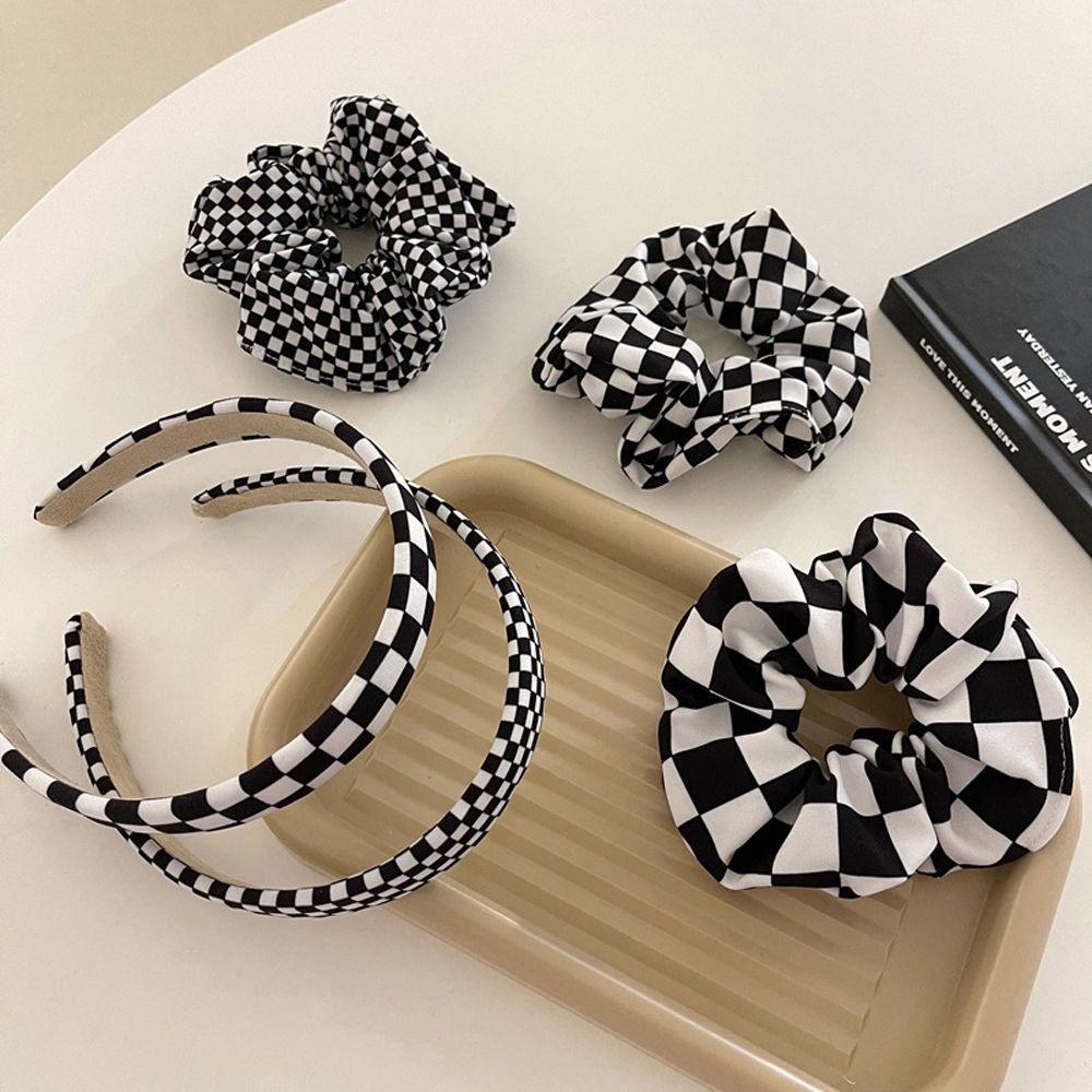 

Wrap Grid Hair Rope Rings Women Hair Hoop Ponytail Holder Korean Style Scrunchies Checked Hairbands
