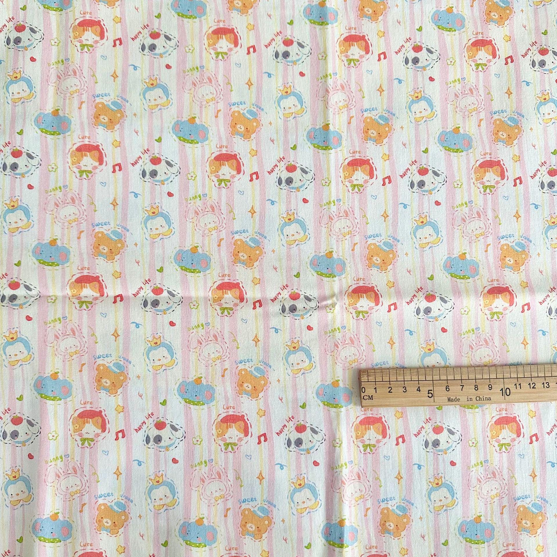 

100% Хлопок Цифровая Печать Корейский Стиль Мультяшный Животный и Цветочный Принт Ткань для Женской Одежды, Детской Одежды, Семейных Нарядов, Домашней Одежды и DIY Проектов 95 cm