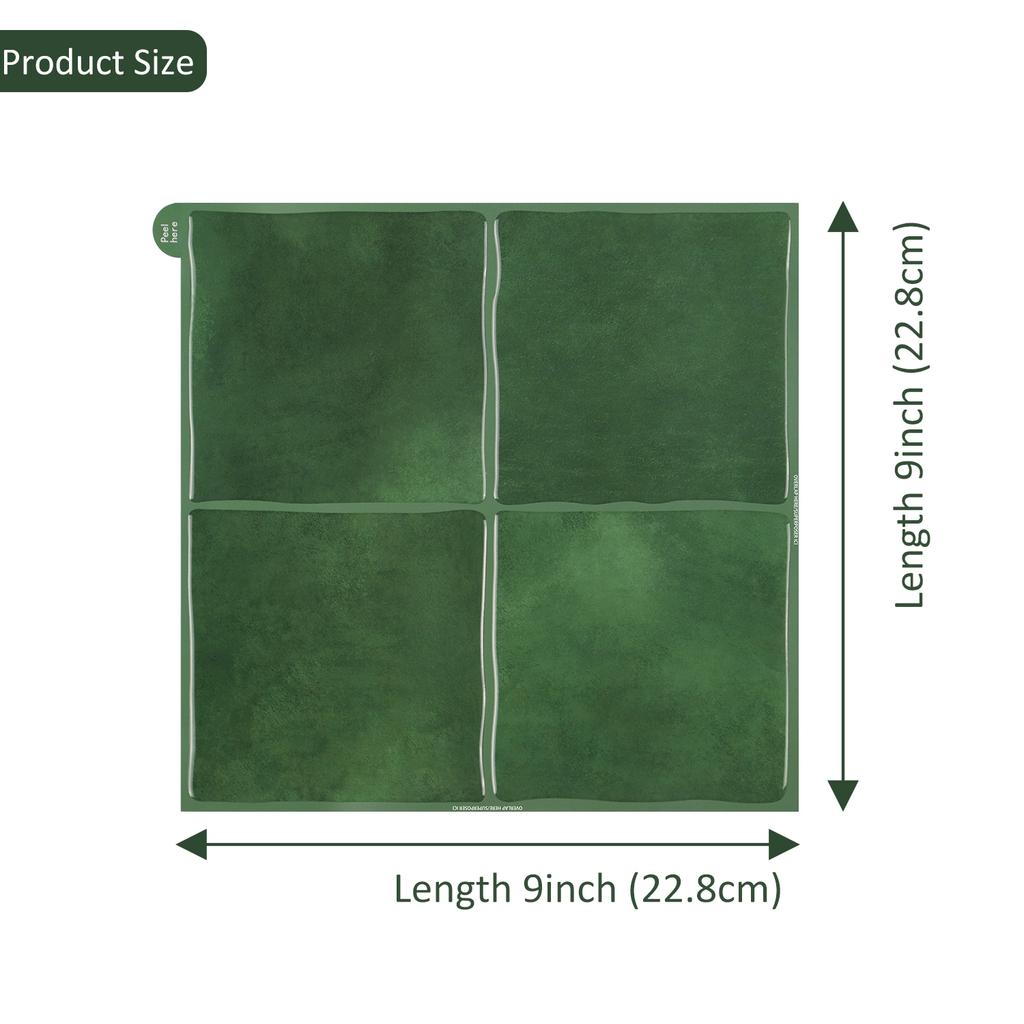 3pcs 3D Glossy Square Tile Decals Self Adhesive Wall Tile Sticker Heat-prroof Vinyl Wallpaper for Home DIY Decoration
