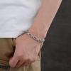 Xiangxu Unisex Silver-Plated Rattan Pattern Bracelet & Ring Set - Trendy Retro Minimalist Korean Hip Hop Style