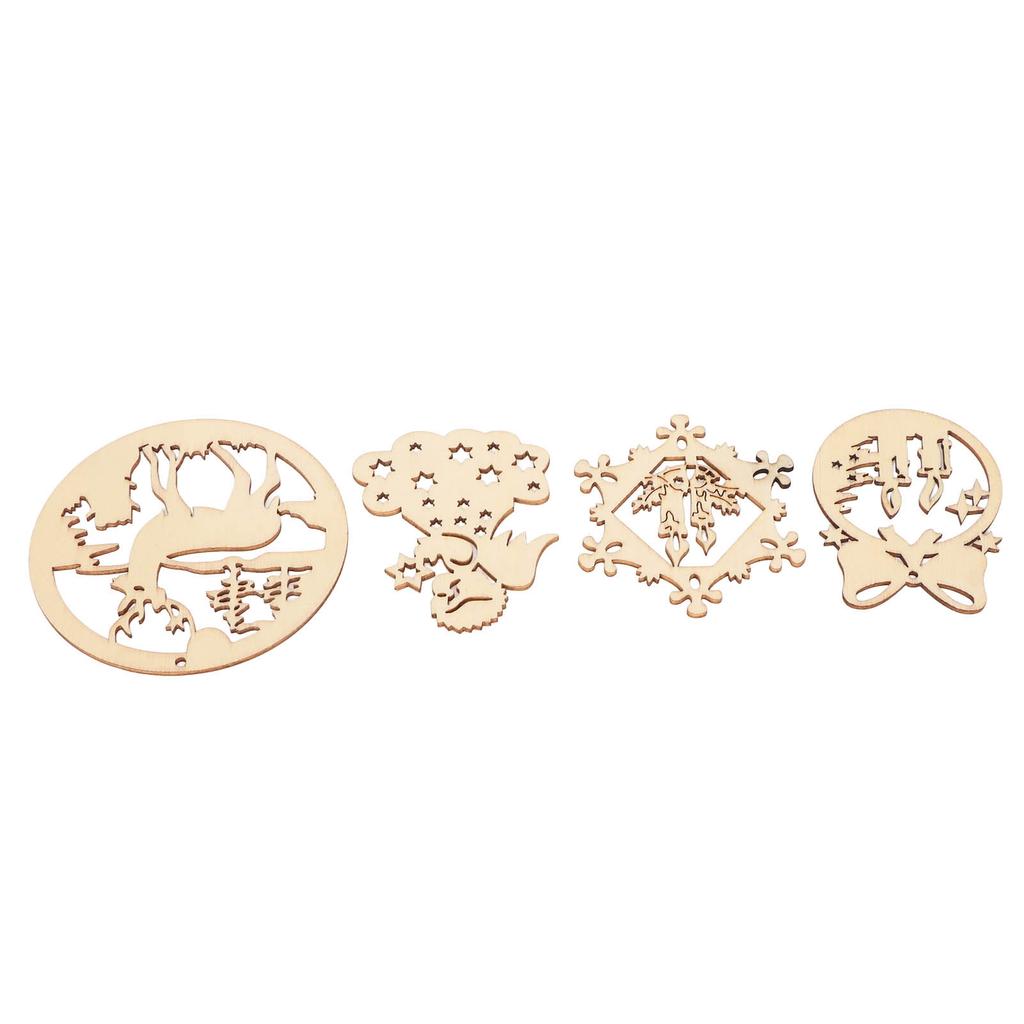 Wood Cutouts Boxwood DIY Making Retro Holiday Theme Christmas Tree Hanging Ornament for Home