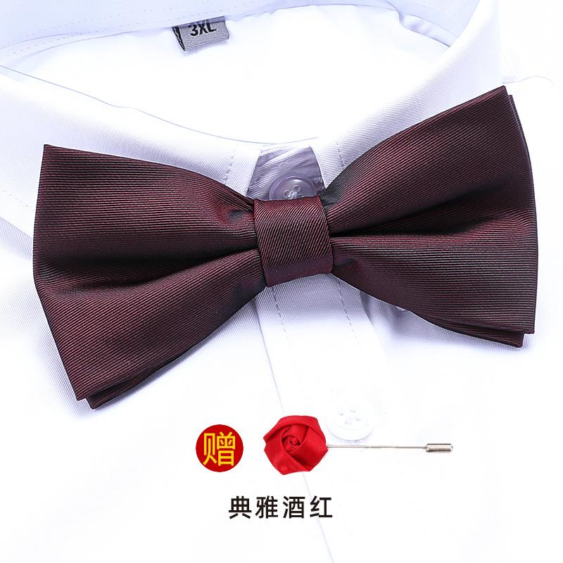 Men'S Double-Layer Synchronized Fabric Bow Tie Groom Best Man Banquet Wedding British And Korean Version Trendy Bow Women'S Free Brooch