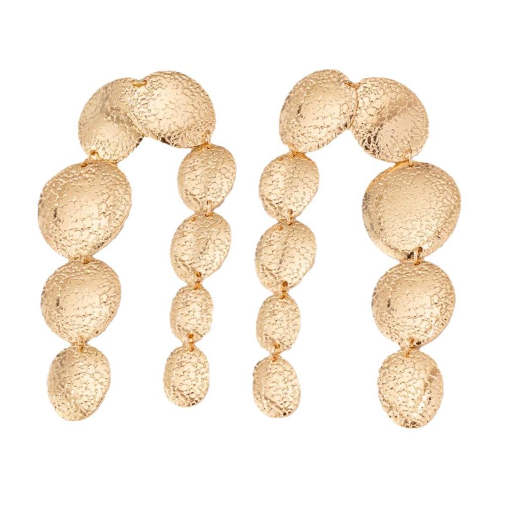 Chic Geometric Oval Metal Long Stud Earrings – Large, Versatile, and Stylish Dangle Design
