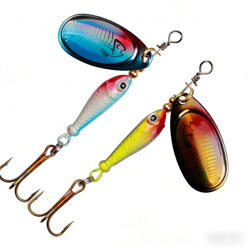 Special Lure Bait for Bass with Upturned Mouth9gRotating Spoon-Shaped Metal Hard Bait Treble Hook Bionic Fake Fish Bait