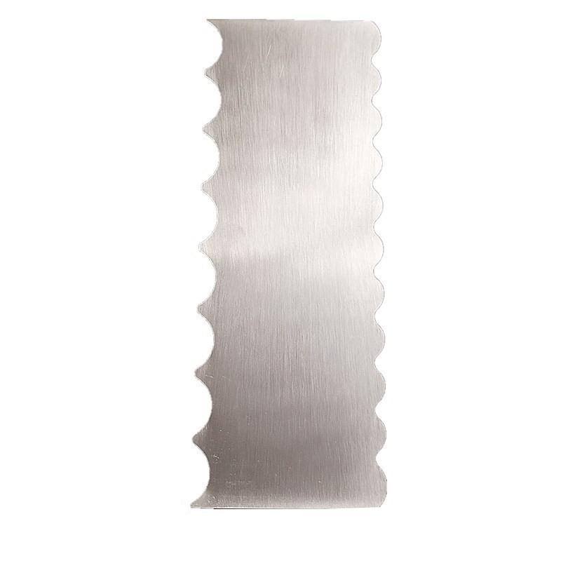 LMETJMA 10 Inch Stainless Steel Metal Cake Scraper Large Double Sided Patterned Stripe Edge Smoother Scraper Pastry Cutter JT160