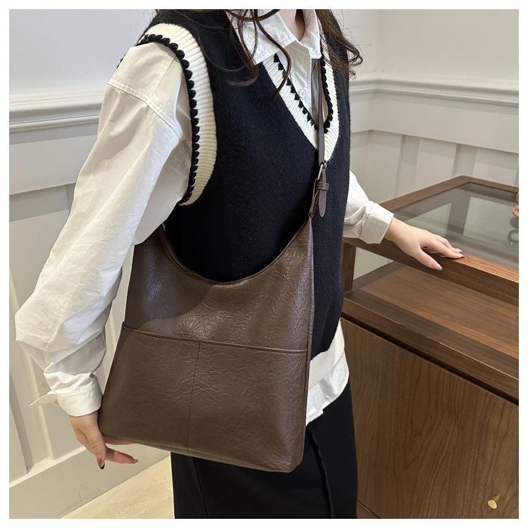 Simple Faux Leather Tote Bag for Women Minimalist Commuter Shoulder Handbag