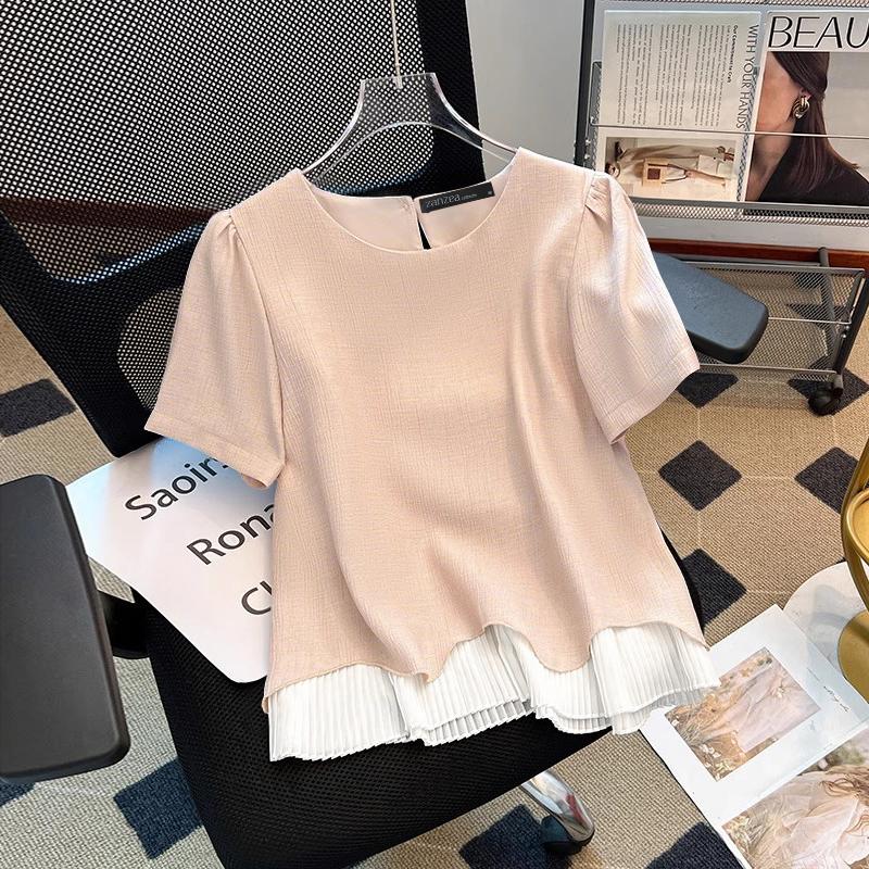 ZANZEA Women Summer Round Neck Casual Short Sleeve Blouse