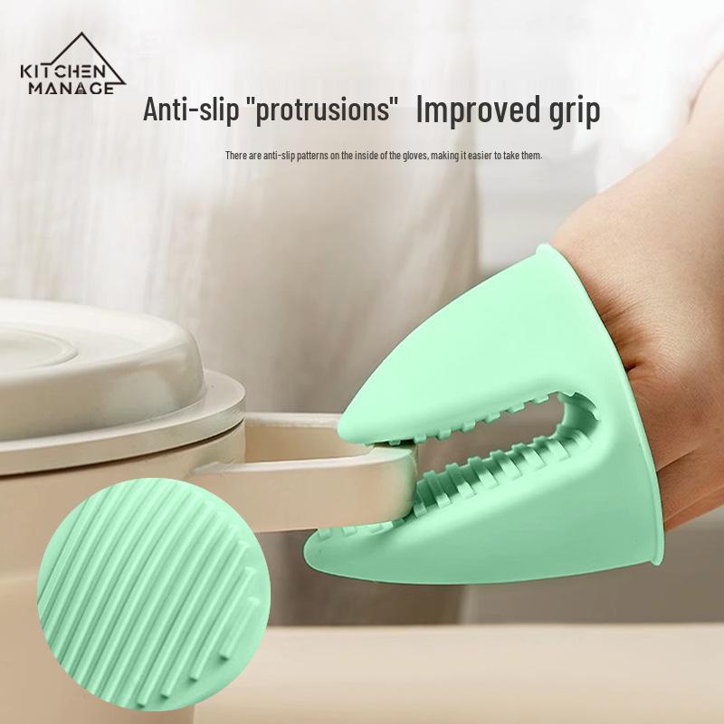 Vysokoteplotní silikonové rukavice proti opaření pro troubu, gril a mikrovlnnou troubu - Tepelně izolační klipy na ruce