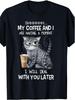 1PC Funny Coffee & Cat Lovers T-Shirt Suitable for Men & Women - "Shhh... Me and Coffee Are Hav