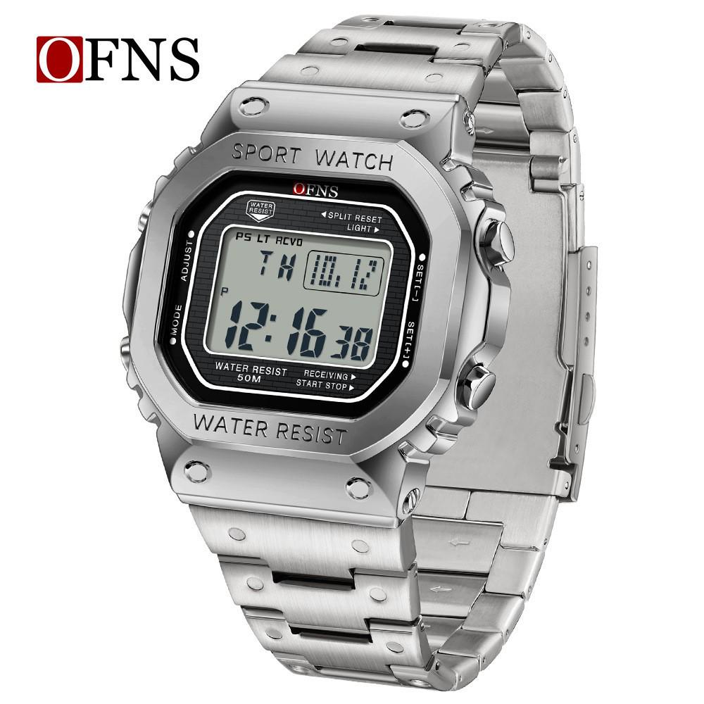 Sanda Men's Waterproof Square Multifunction Sports Alarm Watch