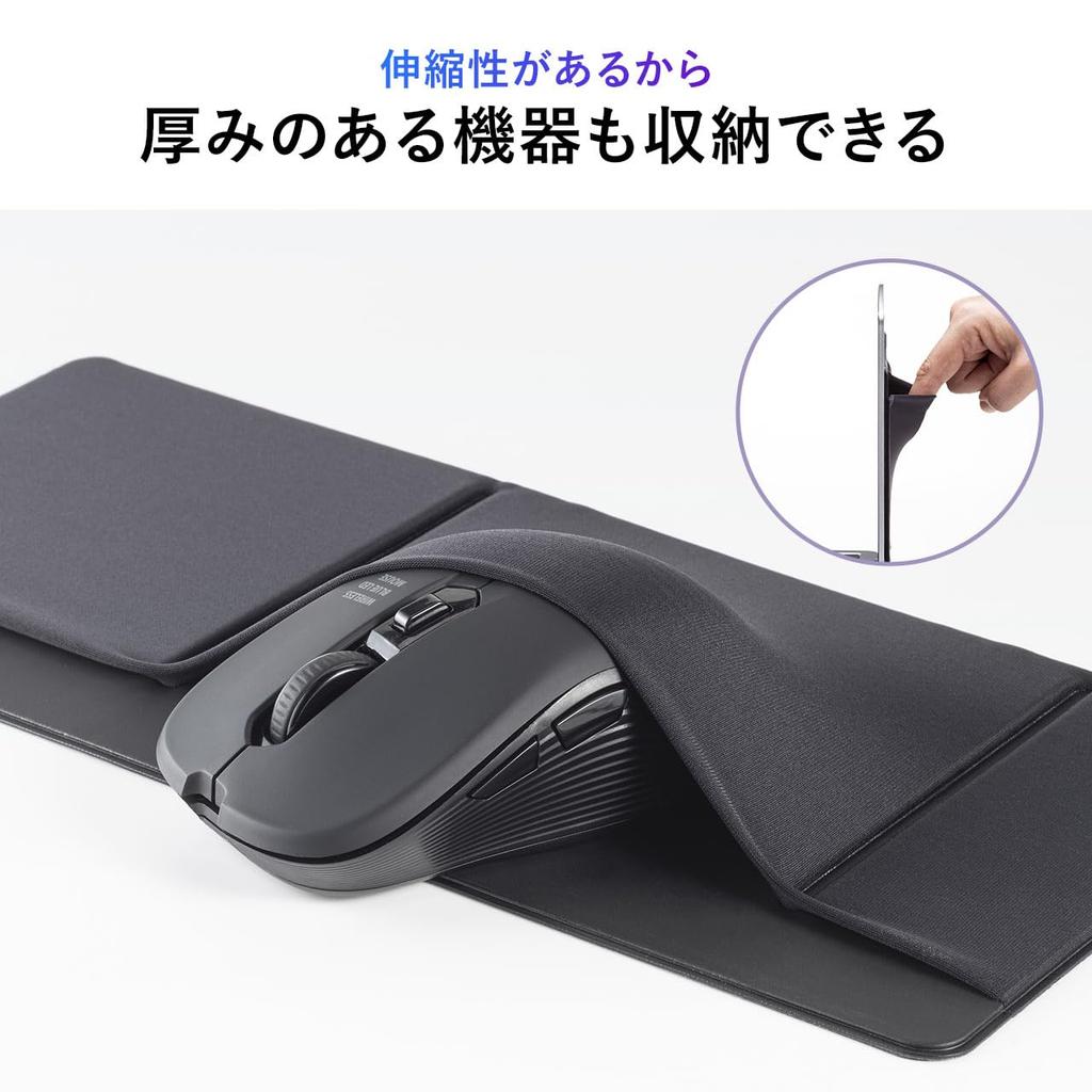 Sanwa Direct Laptop Gadget Pocket PC Adhesive Storage for and Pouch, Mouse, Cables, Accessories, 1pc, 200-INPK1BK