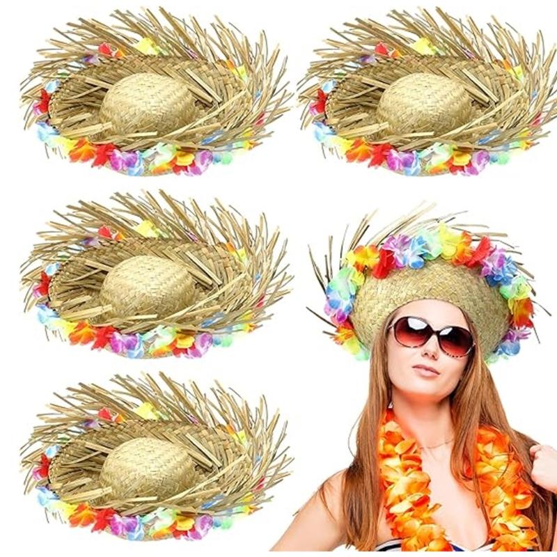 Natural Sunflower Leaf Straw Hat For Beach Vacation Summer Party With DIY Decoration Suitable For Men Women And Kids