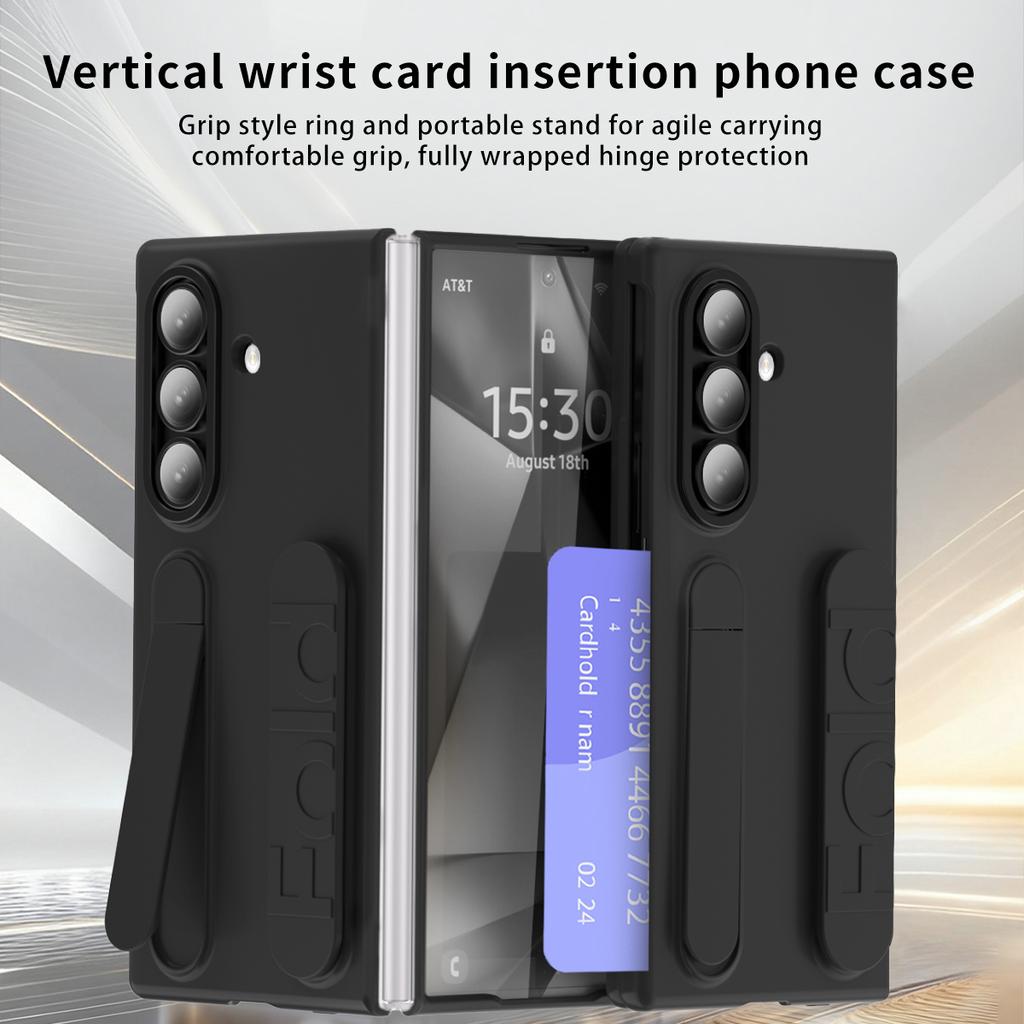 Vertical Wristband Card Slot Kickstand Case for Samsung Z Fold7 5G Invisible Bracket Wrist Stand for Galaxy Z Fold 7 6 5 4 Cover