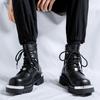 Men Fashion High Motorcycle Boots  Designer Original Leather Shoes Stage Nightclub Dress Cowboy Platform Boot Ankle Botas