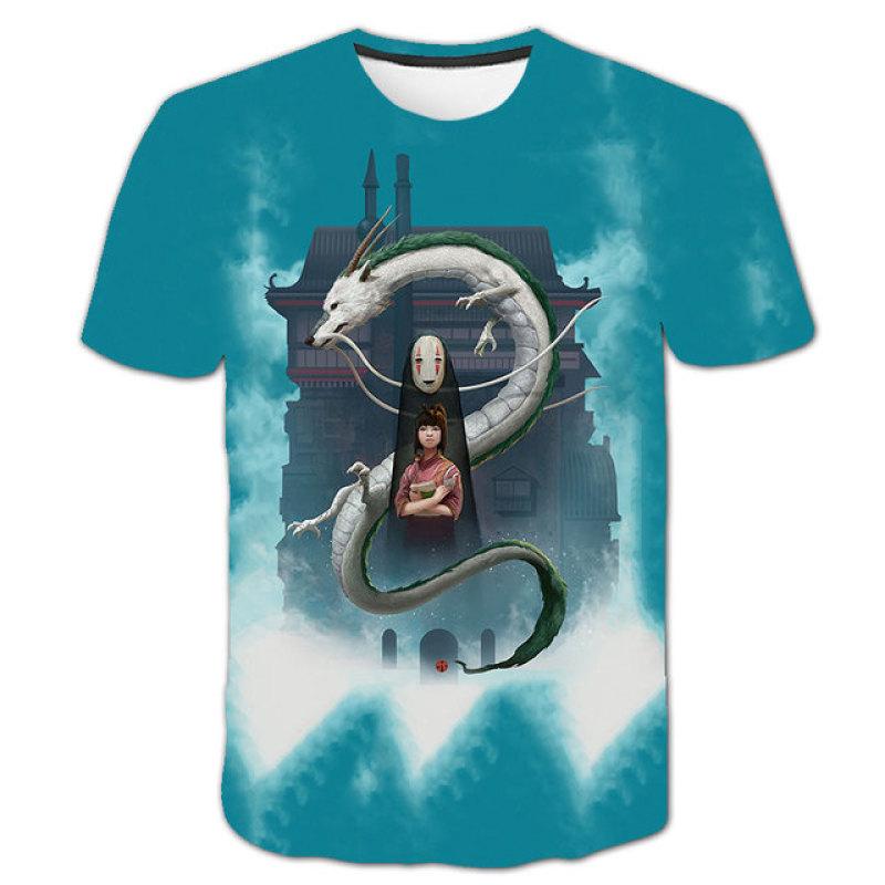 

Anime Studio Ghibli Spirited Away Дитяча футболка з 3D-друком Тоторо Харадзюку Сорочка з коротким рукавом Літня вулична повсякденна футболка 140