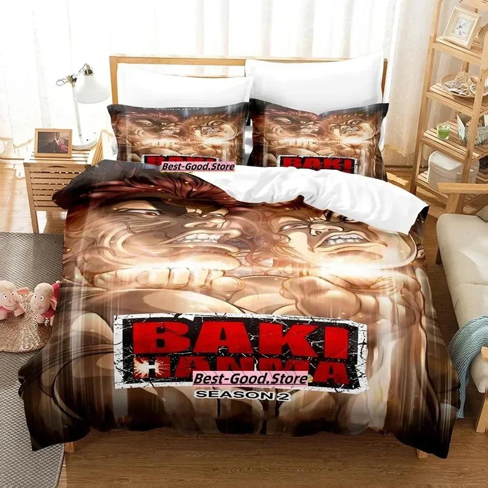 Top Baki Hanma Beding Set Single Twin Printed Bed Linen Set With Pilowcase Bed Soft Duvet Cover Soft Single Double Quen Super King-Sized Dimensionsd