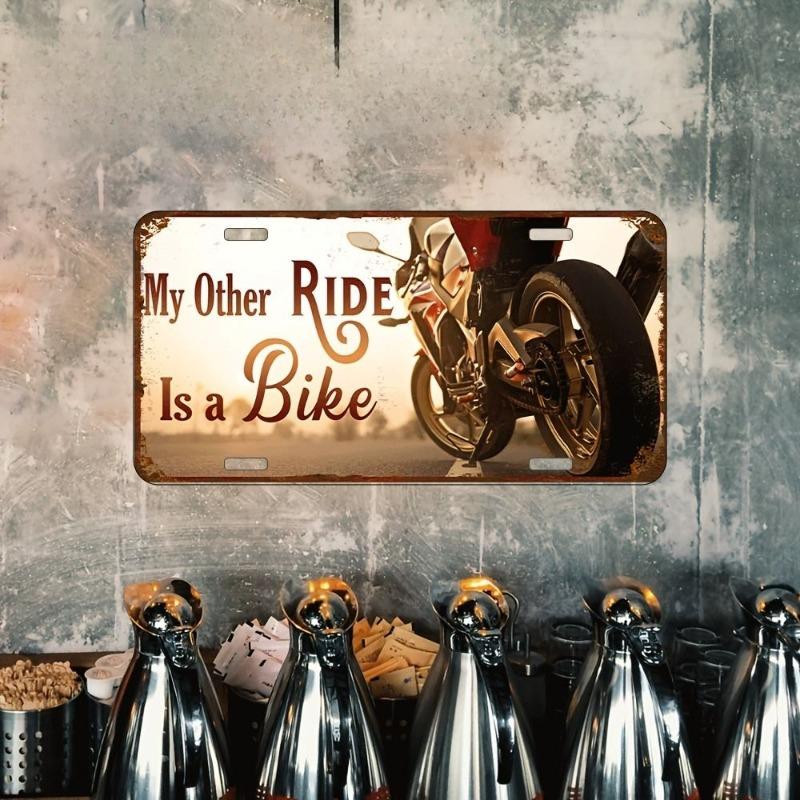 Motorcycle Souvenir License Plate, Metal Auto Wall Decor 15x30cm