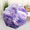 Floral ArrangementPurple Roses Automatic Folding Umbrella 8 Ribs, Durable Iron Frame, Bright Color Pattern Compact Travel Umbrella, Suitabl