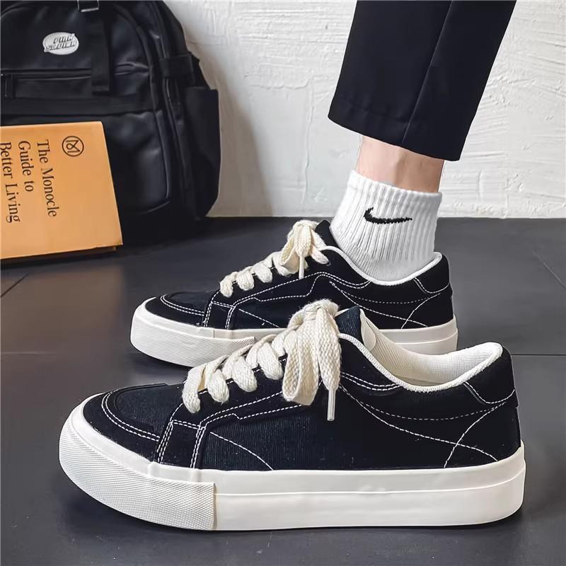 Black Canvas Men's Versatile Casual Shoes, Autumn 2025 Trend – Ideal for Spring and Fall