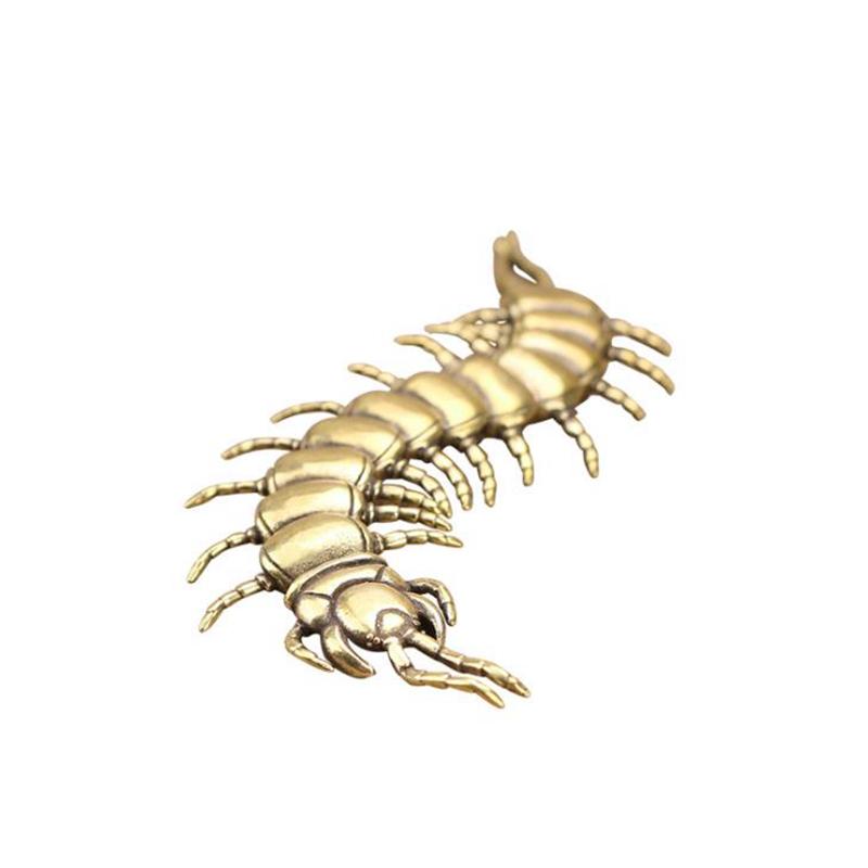 Antique Bronze Centipede Figurines Ornaments Pure Copper Moveable Simulation Animal Statue Crafts Home Feng Shui Desktop Decors