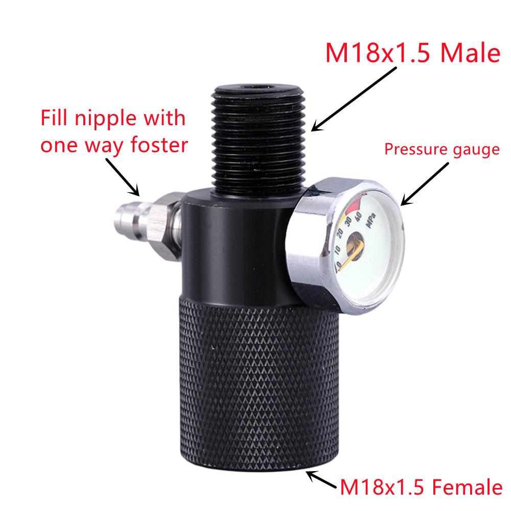 M18x1.5 Thread Pressure Tester Air Cylinder Adapter Extended Valve Adaptor For HPA Tank