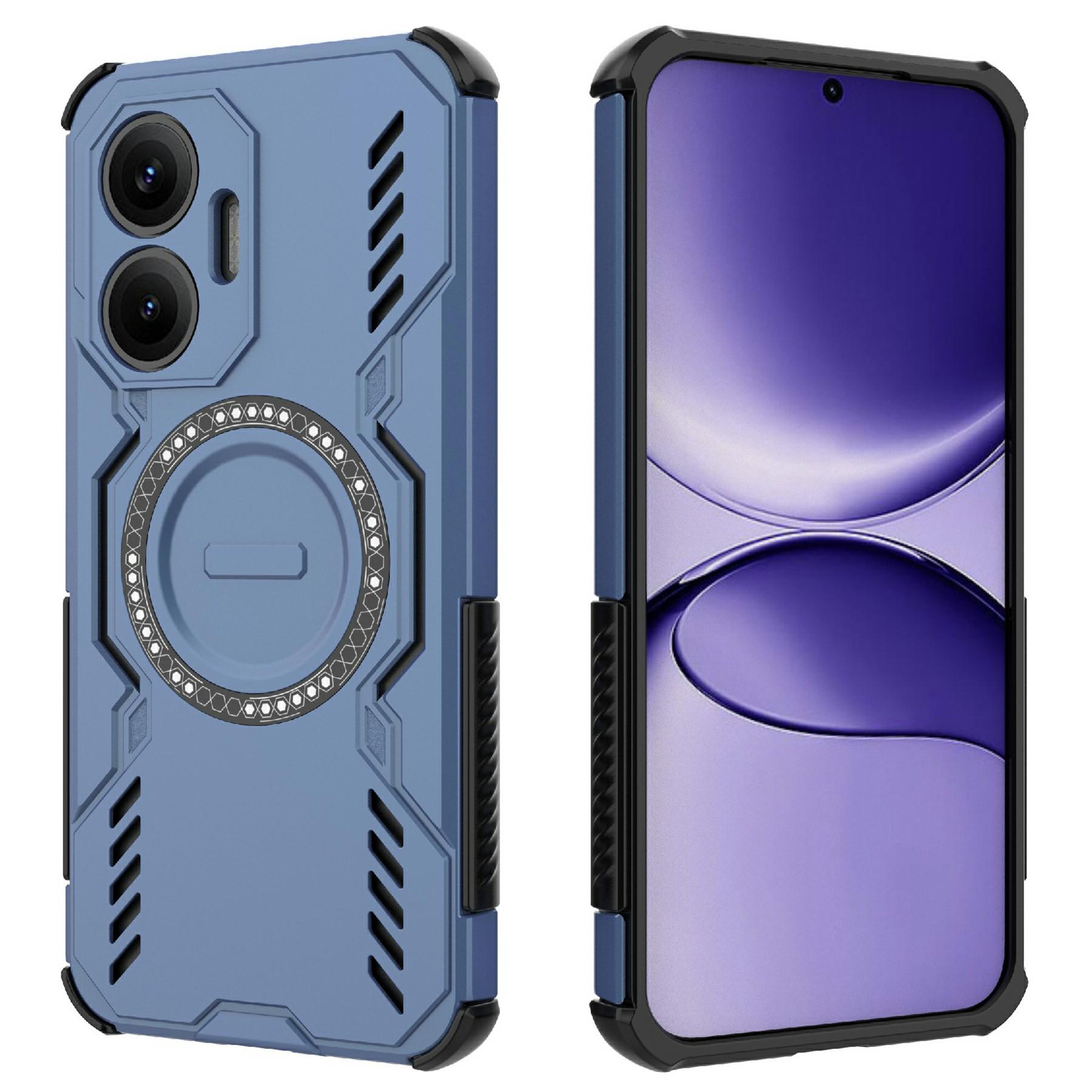 

For Xiaomi Poco F7 5G/Redmi Turbo 4 Pro 5G Magnetic Case Butterfly Armor Hollow Heat Dissipation PC+TPU Phone Cover Blue