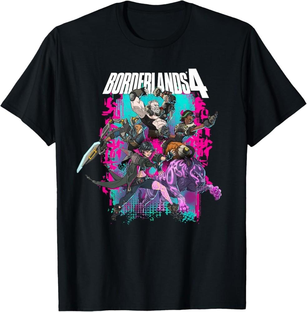 Borderlands 4 Разноцветные Герои Коллаж Граффити Видеоигра Футболка S