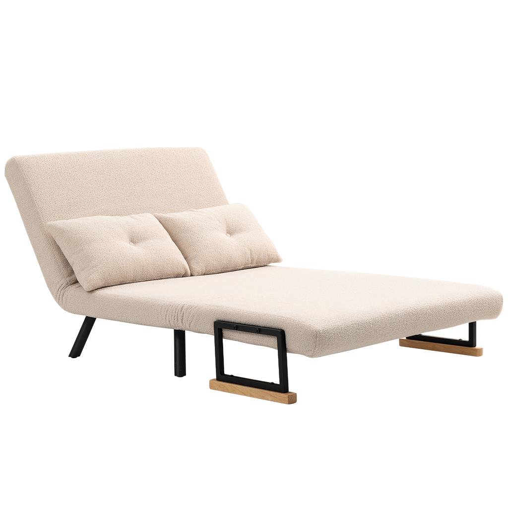 Convertible Sofa, 2-Seater 4-in-1, 5-Position Backrest, 2 Cushions, 102 x 73 x 81 cm, Beige