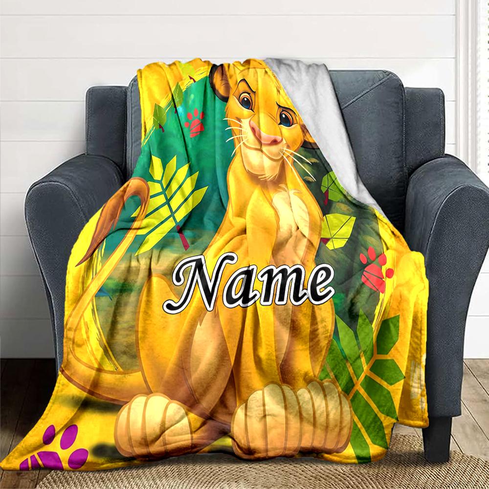 Custom Name Lion Adventure Party Blanket For Couch Bed Plush Cozy Fuzzy Blanket Super Soft Warm Blankets For Fall And Winter 0916270