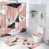 Flash Pink Marble Shower Curtains Shiny Decor For Bathroom Polyester Fabric Decorative Bath Screen Toilet Cover Carpet Wc Sets