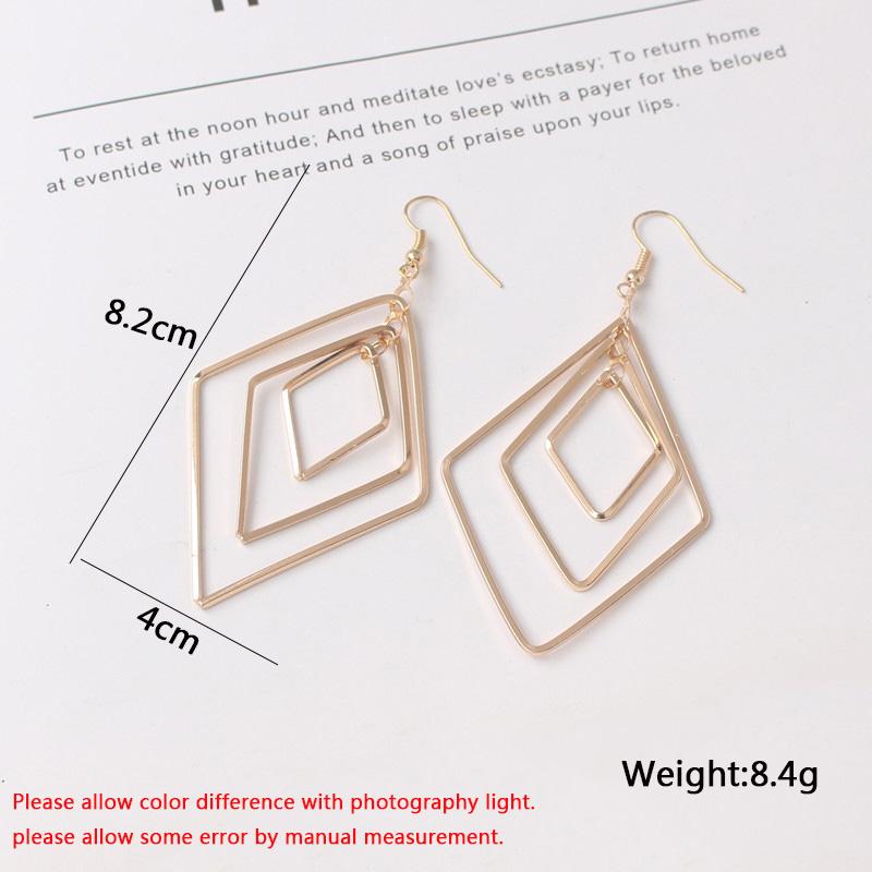 New Trend Zircon Drop Earrings Simple Fashion Hollow Geometric Metal Earrings Temperament Personality Wild Ladies Earring
