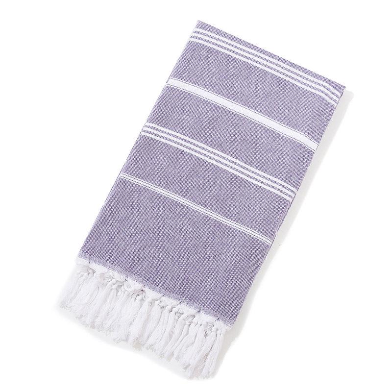 Custom Pure Cotton Turkish Striped Beach and Sauna Towel with Non-Stick Sand and Tassels for Adults