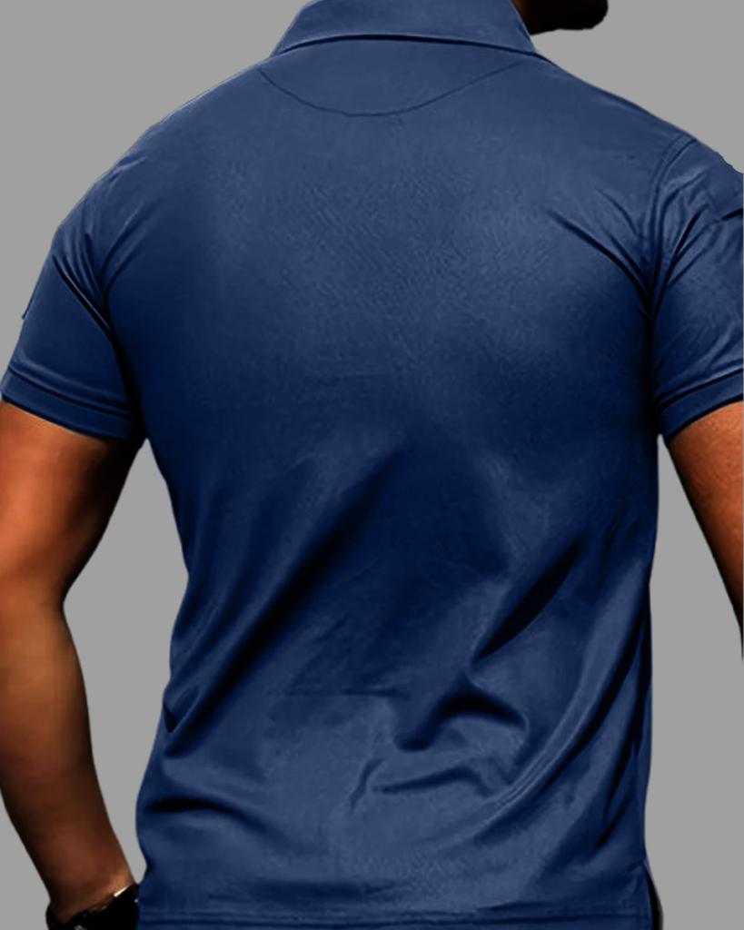 YKS JOOB Short Sleeve Tactical Polo Solid Perfect for and Work Size XXXL Men's Shirt, Breathable, Collared, Color, Summer, Golf, Fishing, Wear, Blue,