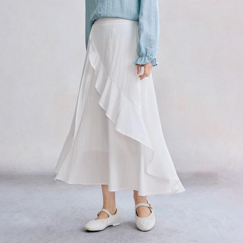 INMAN Tencel Ruffle A-line Midi Skirt M