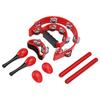 8Pcs Red Percussion Set Tambourine Maracas Rhythm Sticks Egg Shaker for Party Music Education Classroom Performance