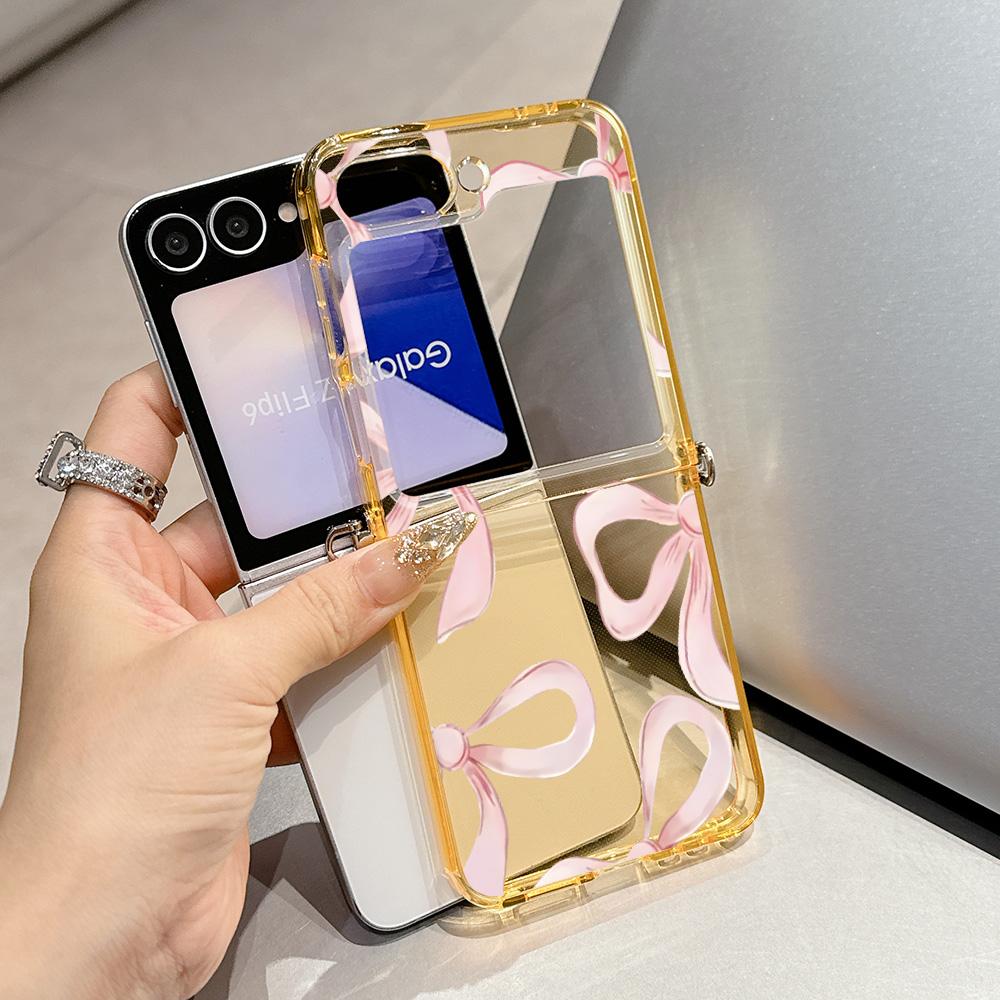 

Colorful Bow Print Metal Connector Phone Case for Samsung Galaxy Z Flip3 Flip4 Flip5 Flip6 Flip7 Candy Color Soft TPU Cover Samsung Z Flip7 5G