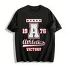 Vintage 1976 Athletics Victory Distressed Print Casual Tee Pure Cotton T-shirt