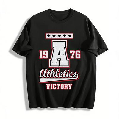 Vintage 1976 Athletics Sieg Abgenutzter Print Lässiges T-Shirt Reines Baumwoll-T-Shirt