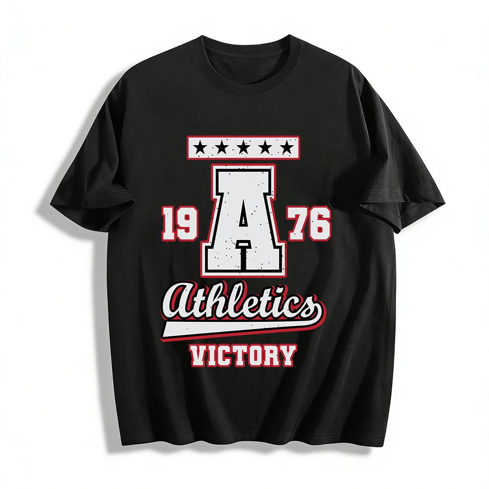 Vintage 1976 Athletics Victory Distressed Print Casual Tee Pure cotton T-shirt XXS