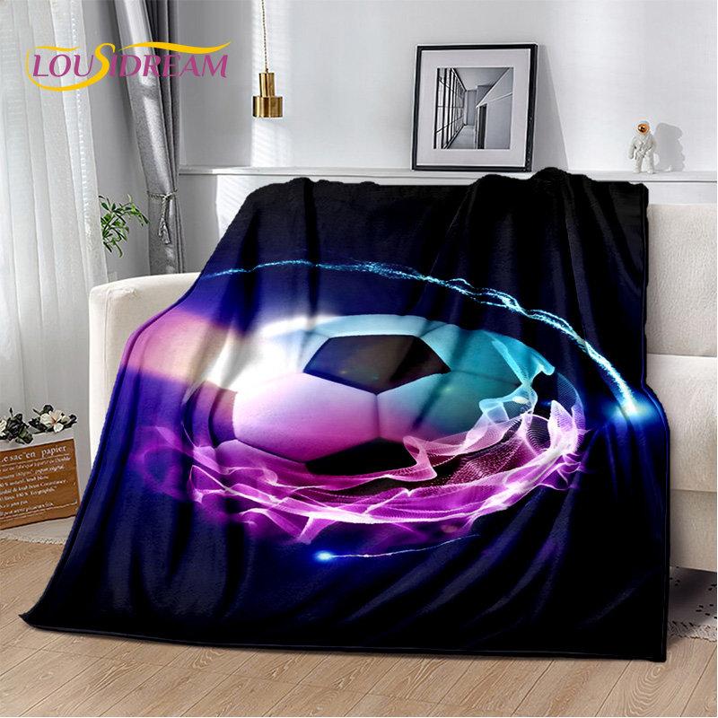 3D Football Art Cartoon Soft Plush Blanket,Flannel Blanket Throw Blanket for Living Room Bedroom Bed Sofa Picnic Cover Bettdecke