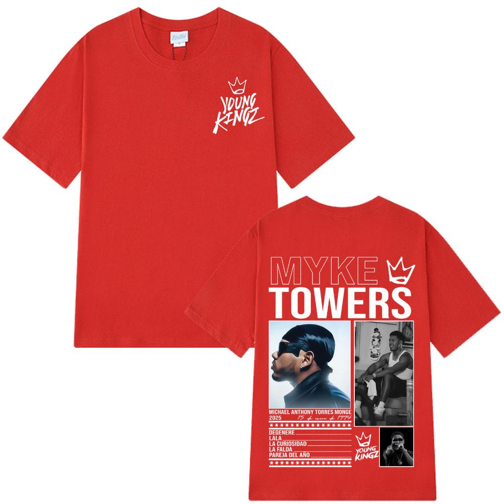 2025 Summer Rapper Myke Towers Tshirts Unisex Women Oversized T Shirt 100 Pure Cotton Printed Breathable Leisure Tshirt Y2k