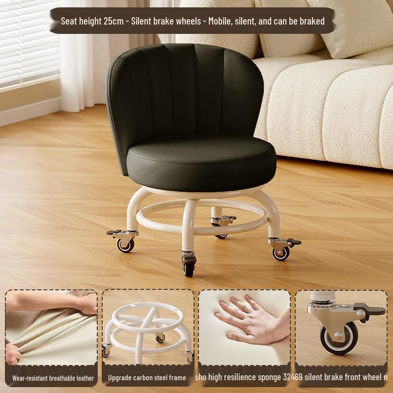 Children's Rotating Stool with Backrest and Silent Wheels