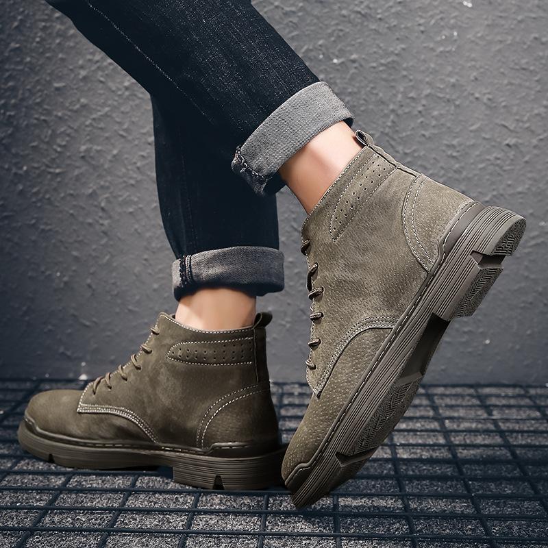 Retro High-top Lace-up Martin Boots Outdoor Casual Shoes Fashion Trend Medium Tube Platform Tooling Shoes Leather Boots