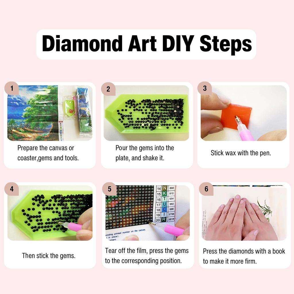 Fokenzary Adult Diamond Painting Kit, DIY Prayer 5D Diamond Art Set for Beginners, Kids Room, 4-Piece Wall Art