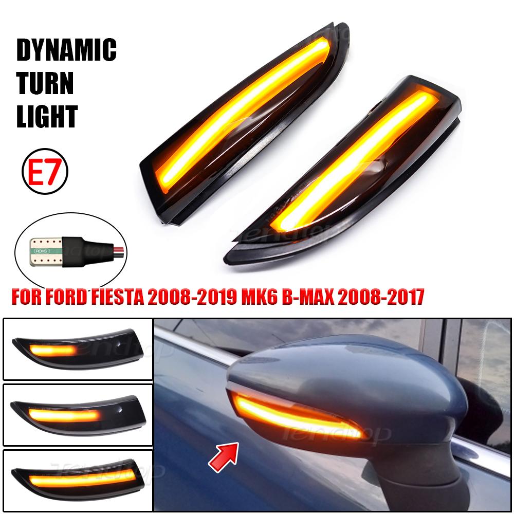 LED Mirror Dynamic Turn Signal Lights for Ford Fiesta MK6 B-Max B232 Sequential Indicators Lamps RearView Bulbs 2&LED
