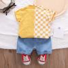 Baby Jungen Kleidung Sommer Baumwolle Kariertes Hemd Jungen Anzug Hemd + Denim Shorts Jungen Kleidung Casual Zwei Stück Set
