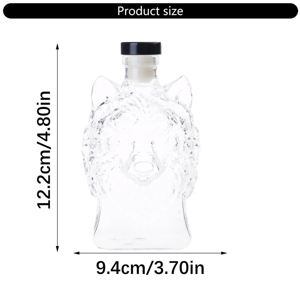 Elegant Wolf Head Liquor Decanter Clear Glassware Wine Bottle Bourbon Dispenser for Home Bar Decorative Accessory
