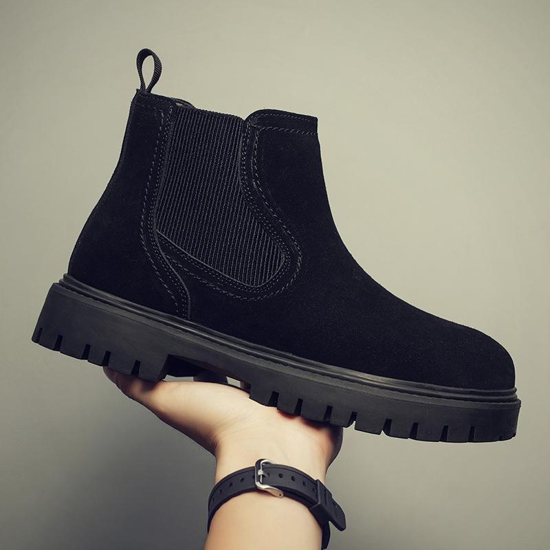 Autumn and Winter Martin Boots Men's High-top Autumn New Korean Version of Matte Leather Chelsea Boots Men's Breathable Mid-top Cigarette Boots
